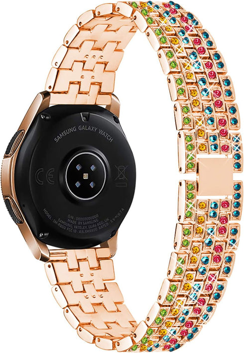 Dsytom Compatible with Samsung Galaxy Watch 42mm Band Women+ Bezel, 20mm Jewelry Watchband & Bezel Ring Cover Diamond Strap Bracelet for Galaxy Wa...
