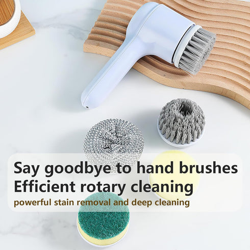 Electric Spin Scrubber Bathroom Cordless Electric Cleaning Brush with 5 Replaceable Heads Handheld Powerful Cleaning Brush with LED Display for Cl...