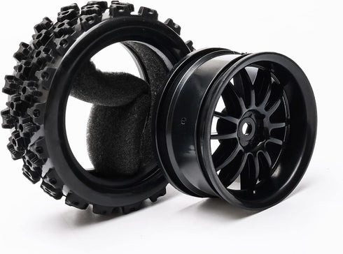 JIUWU 4pcs RC 1:10 Rubber Tires Car Crossing Wheels Rims Hex 12MM Black...