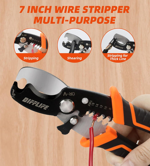 Multi Tool, Wire Stripper, Wire Cutters, Crimper Tool , Multi-Purpose Electrician Tool is 7-Inch Long multifunctional scissors...