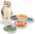 5.5 inch Wide Shallow Cat Food Bowl Set for Relief Whisker Fatigue -Ceramic - 6 Colorful Cute Small Flat Kitten Feeding Dish/ Dishes - Microwave a...