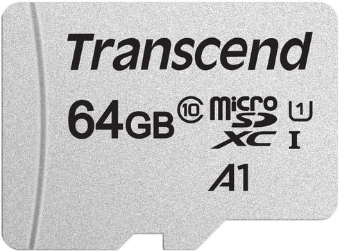 Transcend 64GB microSDXC UHS-I Class 10 U1 Memory Card with Adapter (TS64GUSD300S-A)...
