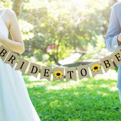 Doumeny Bride to Be Burlap Banner Rustic Sunflower Bunting Garland Bridal Shower Party Banner Jute Wedding Bunting Banner for Bachelorette Engagem...