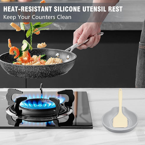 Silicone Spoon Rest for Stove Top - BPA-Free, Heat-Resistant Spoon Holder - Spoon Rest for Kitchen Counter - Large Cooking Utensil Rest for Spoons...