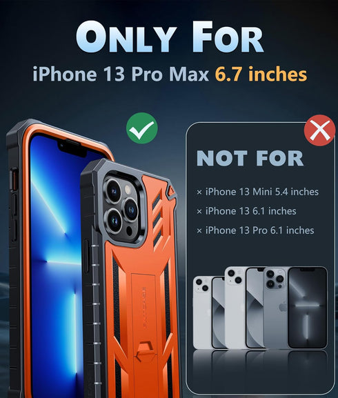FNTCASE for iPhone 13 Pro-Max Case: Military Grade Shockproof Protective Phone Cover with Kickstand - Dual Layer Full Protection Matte Textured Dr...
