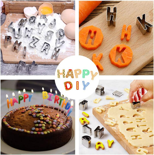 37 Pcs Mini Alphabet and Number Cookie Cutters Set With Storage Case, Stainless Steel Small Mold Tools for Fondant Biscuit, Cake, Fruit, Vegetable...