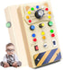 POLKRANE Toddler Montessori Travel Toys - Wooden Busy Board with LED Light,Switch Toy for Baby Sensory Play, Educational & Learning Toys for Kids ...
