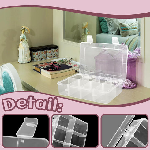 WYOMER 8 Grids Bead Organizers and Storage Box, Plastic Organizer Box with Removable Board Dividers, Box Organizer for Jewelry or Tackle Electroni...
