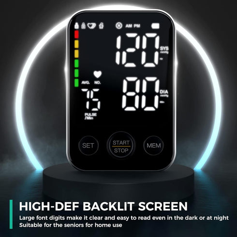 Blood Pressure Monitor Upper Arm Blood Pressure Monitors for Home Use BP Machine with 2x120 Reading Memory Adjustable Arm Cuff 8.7"-15.7" Large Di...