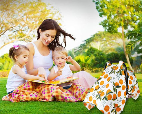 Baby Car Seat Cover Infant Carseat Canopy, Metplus Cotton Muslin Carrier Covers, Summer Stroller Canopie - Extra Wide Universal Fit, Lightweight B...
