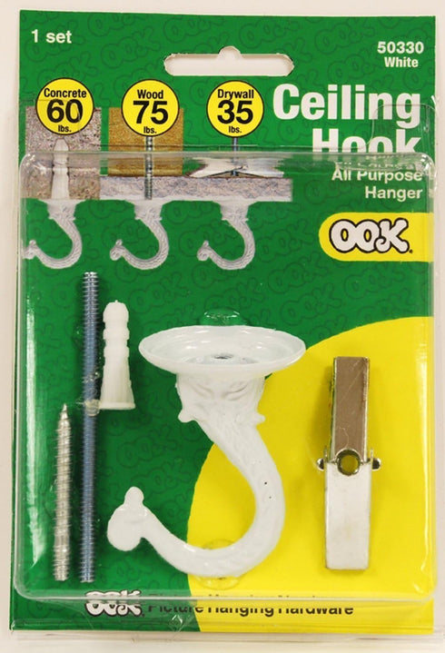 OOK 50330 Jumbo Swag Hook with Hardware, White (6)...