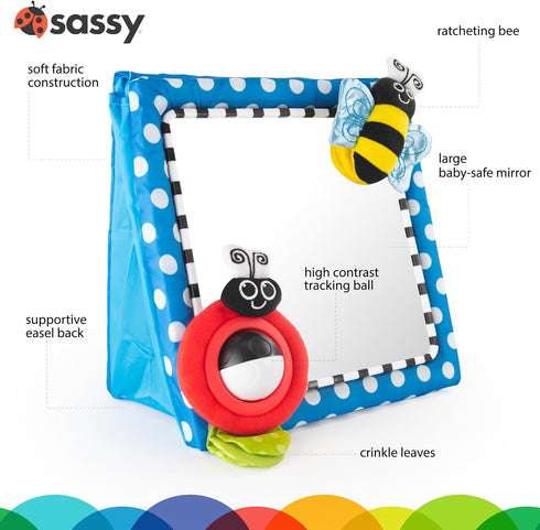 Sassy Tummy Time Floor Mirror, Developmental Baby Toy, Newborn Essential, Great Shower Gift, 0+ months...