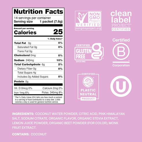 Cure Hydration | Plant-Based Electrolyte Drink Mix | No Added Sugar | Dehydration Relief Powder Made with Coconut Water | Non-GMO | Vegan | Pouch ...