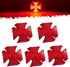 Partsam 5Pcs 2 inch Cross Red 12 LED Side Marker Clearance Lights IP67 Waterproof for 12V-24V Trailer Truck RV Camper, Surface Mount...