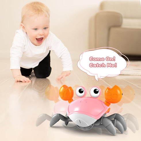 Crawling Crab Toy, Infant Tummy Time Baby Toys, Fun Interactive Dancing Walking Moving Toy Babies Sensory Induction Crabs with Music, Baby Toys Bo...