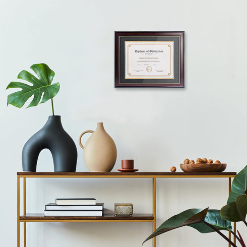 GraduatePro 8.5x11 Diploma Frame with Black Over Gold Mat or Display 11x14 Document Without Mat, CPA License Frame, UV Protection Acrylic, Mahogan...