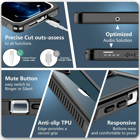 SPIDERCASE Designed for iPhone 12 Pro Max Case, Waterproof Built-in Screen Protector, Shockproof Full Body Cover Rugged Case for iPhone 12 Pro Max...