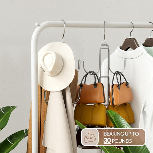 2Pack Purse Hanger Organizer for Closet,Handbag Hanging Organizer for Closet,Rotatable Purse Rack Space Saving Bag Hangers Closet Storage Hooks fo...
