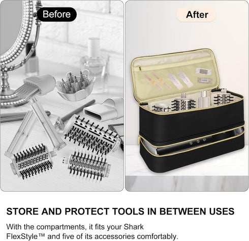 Double-Layer Travel Case for Shark Flexstyle, Carrying Case for Dyson Supersonic Hair Dryer/Dyson Airwrap, Waterproof Storage Case Travel Organise...