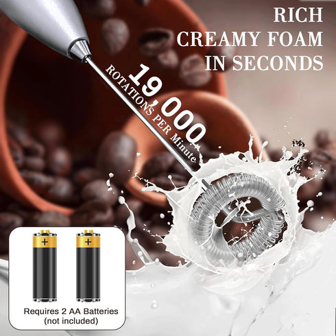Handheld Milk Frother with Stand, Frother Wand, Electric frother for Coffee Whisk, Hand Mixer Blender Milk Foamer, Drink Mixer, Electric Whisker f...