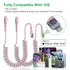 Coiled USB C to Lightning Cable 3Ft, Short USB C iPhone Cord Coiled iPhone Charger for Car Apple CarPlay, Pink with Data Sync & LED...