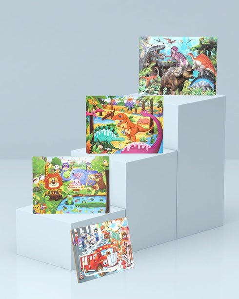 Wooden Puzzles for Kids Ages 3-5, 4 Packs 24 Pcs Wood Jigsaw Puzzles for Toddlers 2-4 4-6, Preschool Educational Brain Teaser Travel Toys Gifts fo...