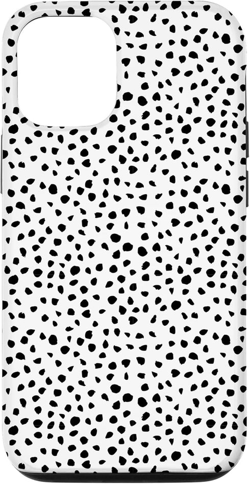 iPhone 12/12 Pro Popular Dalmatian Pattern, White w Brush Stroke Black Spots Case...