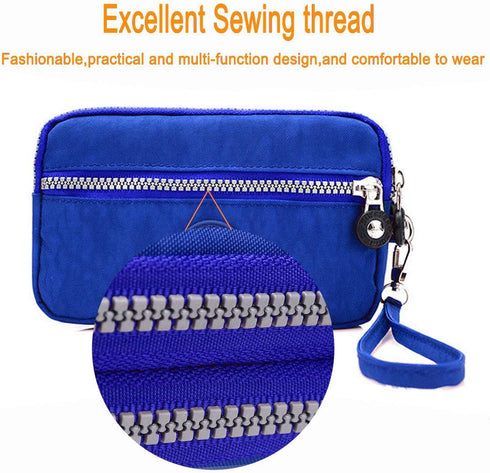 Women's Nylon Smartphone Wristlets Bag Three Zipper Long Clutch Wallets Purses for Cellphone/Card/Cash/Coin/Bills...
