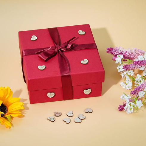Lystaii 400pcs Rustic Wooden Love Heart Wedding Table Scatter Decoration Engraved Natural Wood Heart Table Confetti DIY Manual Patch for Crafts We...