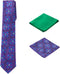 Men's Woven Medallion Regular Length Neck Tie with 2 Handkerchief Pocket Squares Hanky Set - Purple Blue Green...