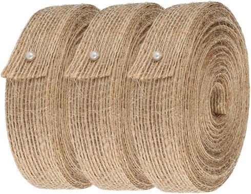 3 Rolls of Natural Burlap Fabric Ribbon for Wedding Events Party Gift Wrapping,Christmas Home Decorations,11 Yards Each Roll, 1.5 Inch Wide...