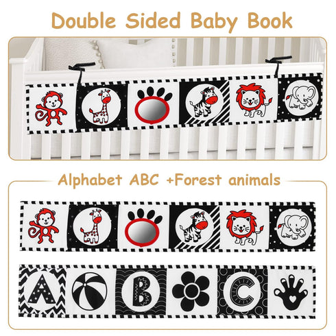 Vicloon Black and White High Contrast Baby Toys, Soft Baby Book for Newborn 0-3-6-12 Months, Infant Tummy Time Toys, Early Education Sensory Toys,...