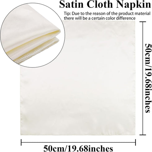 Aneco 12 Pieces Satin Napkin Square 20 x 20 Inches Dinner Napkins Weddings Party Napkin Soft Table Napkins for Romantic Weddings Party Dinner Deco...