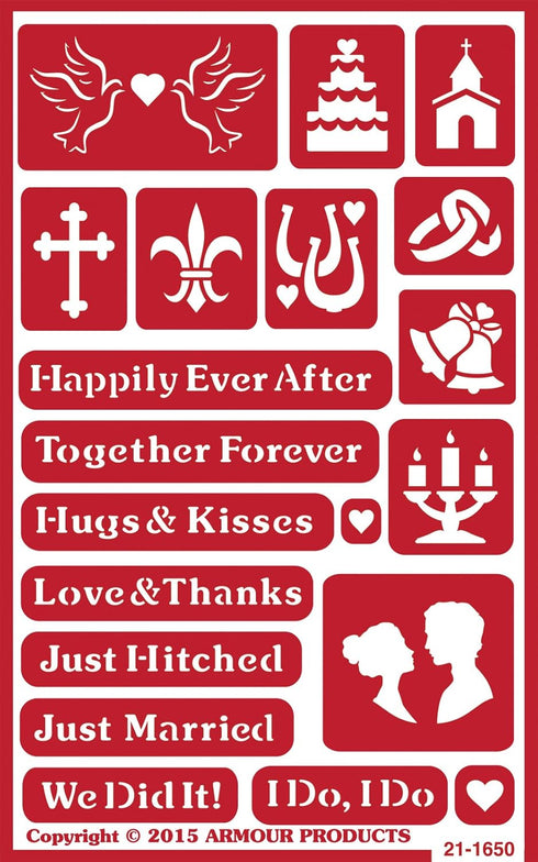 Armour Products 21-1650 Over N Over Glass Etching Stencil, 5-Inch by 8-Inch, Happily Ever After...