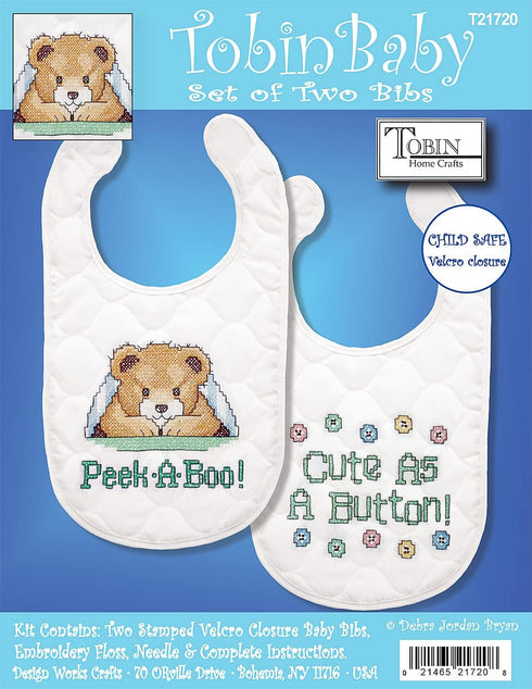 Tobin Under The Covers Stamped for Cross Stitch Baby Bibs Kit...