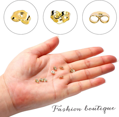 SANNIX 30pcs/15 Pairs Gold Plated Earring Backs Yellow Replacement Secure Ear Lockings...