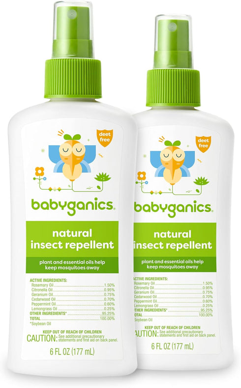 Babyganics Insect Spray, 6oz, 2 pack, Made with Plant and Essential Oils, Packaging May Vary...