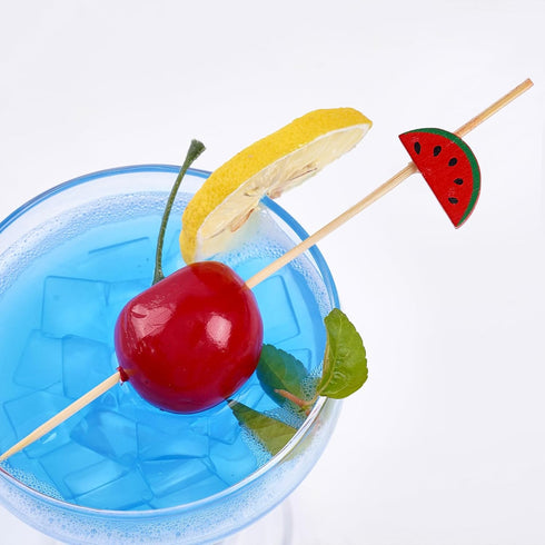 PuTwo Cocktail Picks Handmade Bamboo Toothpicks 100pcs 4.7” in Watermelon Decor...