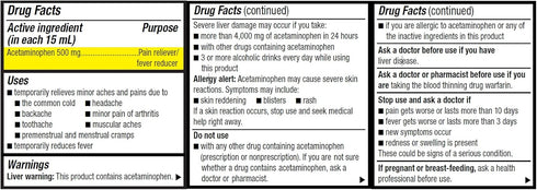 Rite Aid Adult Extra Strength Pain Reliever/Fever Reducer, Cherry Flavor, 500mg/15mL - 8 fl oz | Joint Pain | Muscle Pain Relief | Arthritis Pain ...
