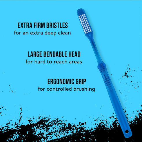 Extra Firm Toothbrush Set for Adults or Smokers Travel Toothbrush Kit, Hard Multicolor Denture Brush, Large Head, Manual Travel Toothbrush Hard Br...