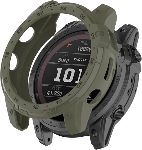 Compatible with Garmin Tactix 7 AMOLED Case, Scratch-Resistance TPU Military Protection Rugged Cover Case for Garmin Tactix 7 AMOLED Smartwatch Ac...