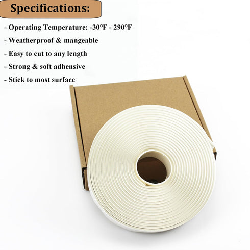 White Butyl Sealant Tape RV Roof Sealing Tape Highlight Putty Tape 16.4Ft/5M Waterproof Butyl Tape for Repair Window Glass and EDPM Boat Sealing R...