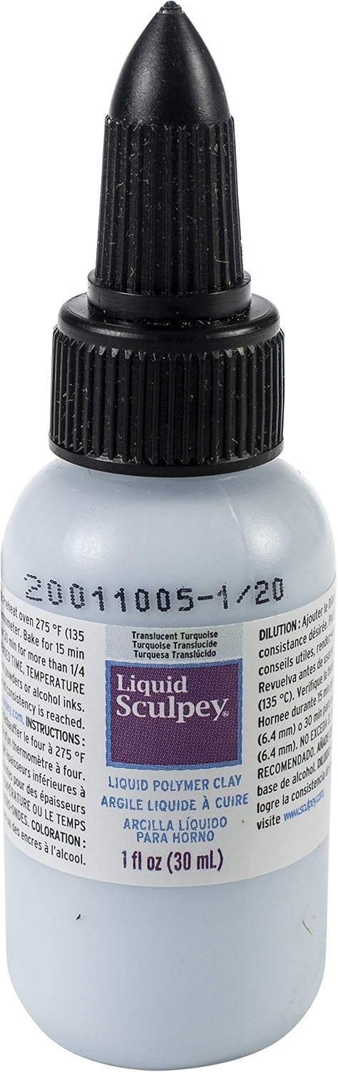 Sculpey Liquid Polymer Oven-Bake Clay, Translucent Turquoise, 1 oz. bottle, Great for jewelry, holiday, DIY, mixed media, window clings, home déco...