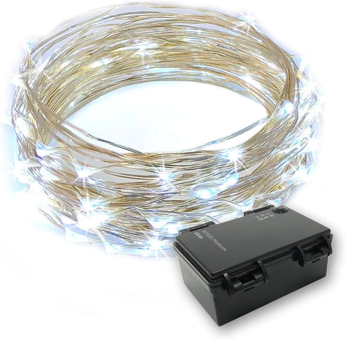 60 LEDs Cold White Color String Lights Silver Wire Indoor and Outdoor 20 Feet Firefly Starry Fairy Lights Battery Powered for DIY, Christmas, Holi...