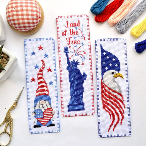 Povitrulya Counted Cross Stitch Bookmark Kit for Adults 'American Gnome' - DIY Embroidery Gift for Veterans day...