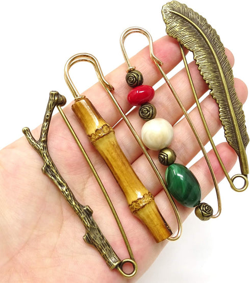 Honbay 4PCS Vintage Chic Brooch Extra Large Safety Pins for Blankets, Skirts, Kilts, Crafts...