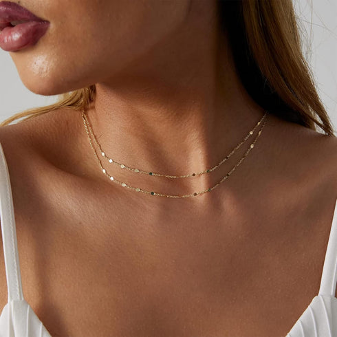 Gold Dainty Choker Necklace for Women 14K Gold/Silver Plated Satellite Choker Shining Dots Chain Thin Trendy beads Paperclip Necklaces Jewelry Gif...
