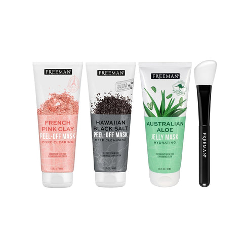 Freeman Exotic Blends Facial Mask 4 Piece Set, Peel-Off & Jelly Masks, Cleansing, Pore-Clearing & Hydrating Facial Masks, For All Skin Types, Incl...