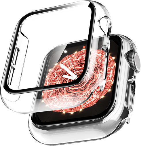 2 Pack L?K Case for Apple Watch 44mm SE/Series 6/5/4 Built-in Tempered Glass Screen Protector,All-Around Ultra Thin Bumper Full Cover Hard PC Prot...