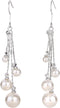 EleQueen Women's Silver-tone Crystal Simulated Pearl 4 Chain Bridal Long Dangle Hook Earrings Ivory Color...